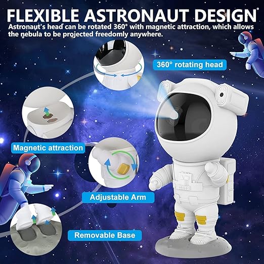 Astronaut Galaxy Star Projector — 7 Color Night Light