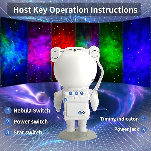Astronaut Galaxy Star Projector — 7 Color Night Light