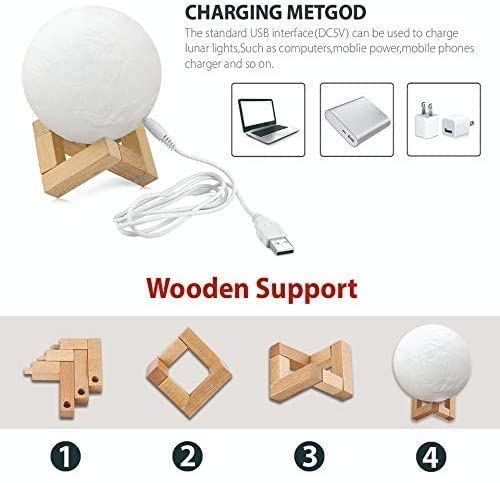 3D Moon Lamp — 7-Colour Night Light