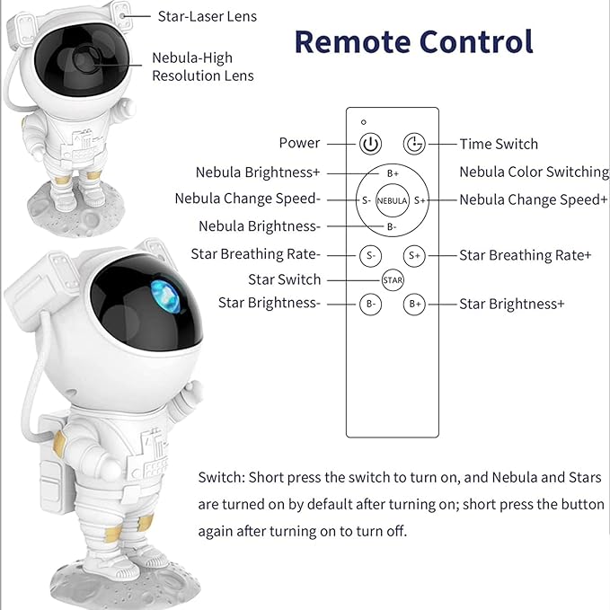 Astronaut Galaxy Star Projector — 7 Color Night Light