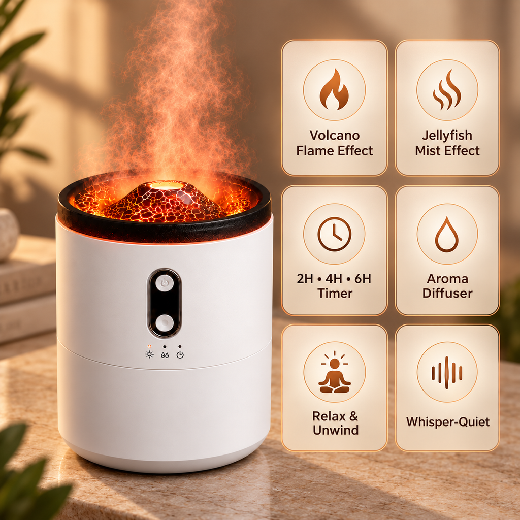 Volcano Flame Humidifier — Aroma Diffuser